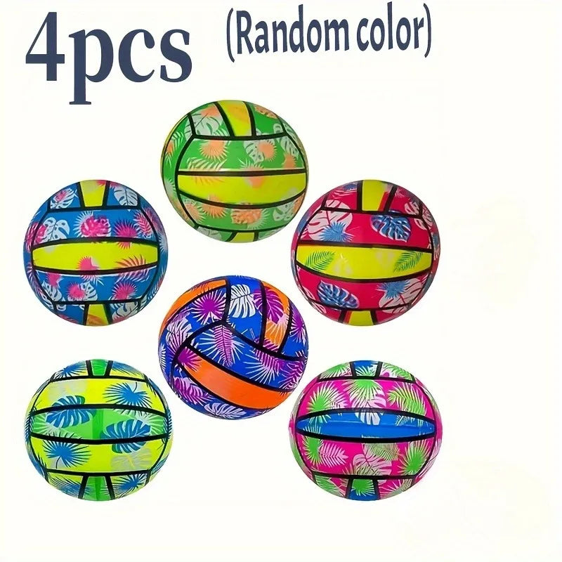 4-Pack Inflatable Tropical Leaf Beach Volleyballs | Summer Pool Toys
