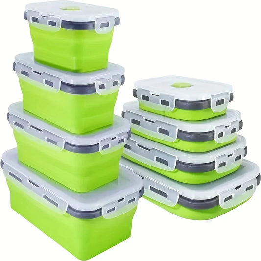 Collapsible Silicone Food Storage Containers – Foldable Lunch Box Set