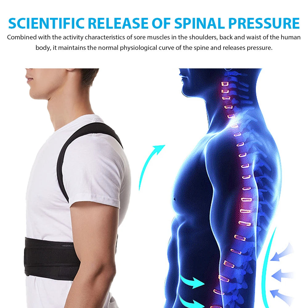 Adjustable Back Posture Corrector Belt – Lumbar & Shoulder Support for Men & Women