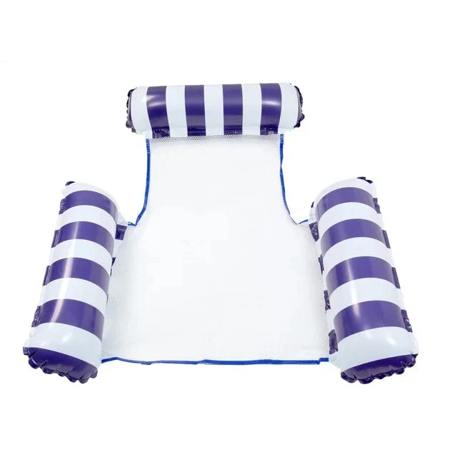 Inflatable Stripe Pool Hammock Lounge Chair | Floating Water Mattress