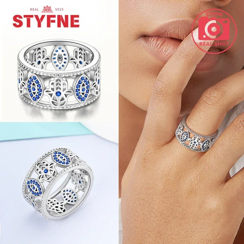 925 Sterling Silver Blue Evil Eyes Ring Original Design Zircon Finger Lucky Sign Rings for Women High Quality Fine Jewelry Gift