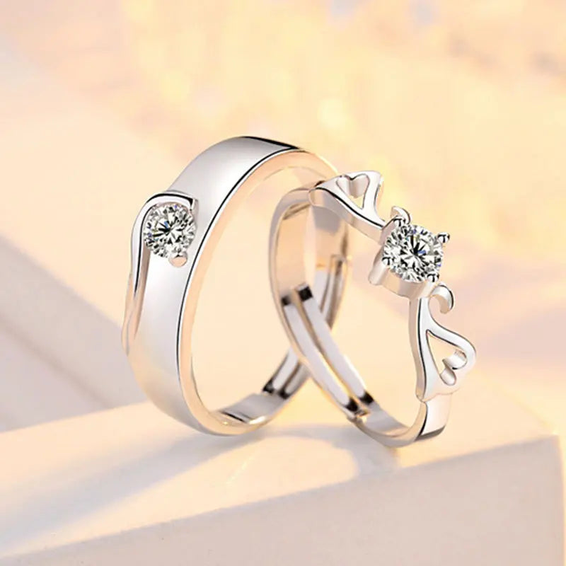 2Pcs 925 Sterling Silver Couples Ring Sets Light Polishing Simple Ring for Woman Man Classic Wedding Fine Jewelry Circle
