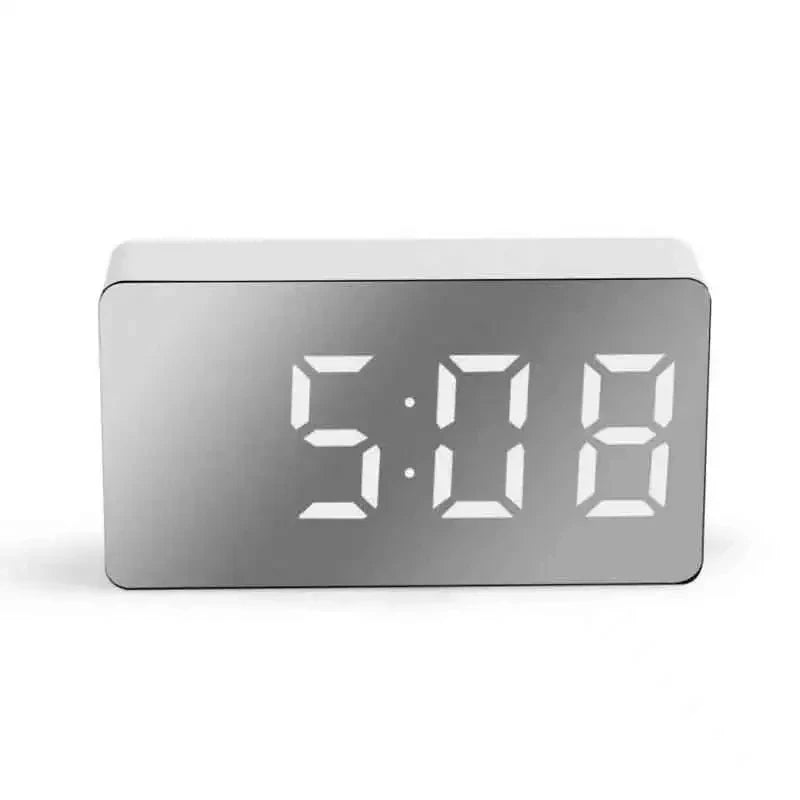 LED Mirror Alarm Clock Digital Desktop Table Time Display Night Light USB