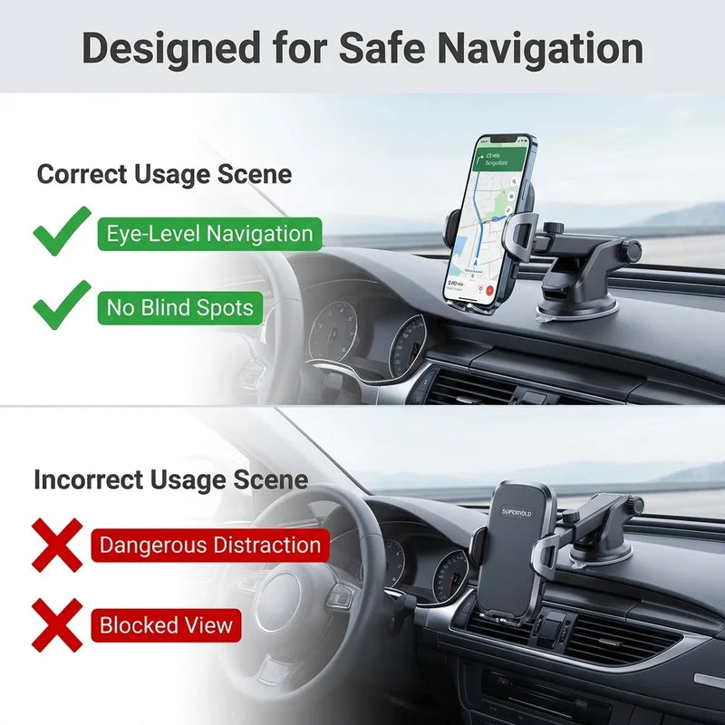 Universal Car Phone Holder Strong Suction Mount 360 Rotation Navigation Bracket