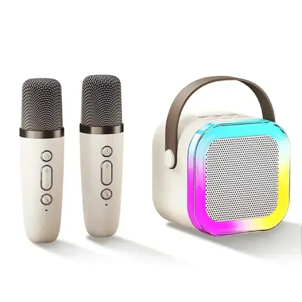 K12 Portable Mini Karaoke Machine Bluetooth Speaker with 1 or 2 Wireless Microphones
