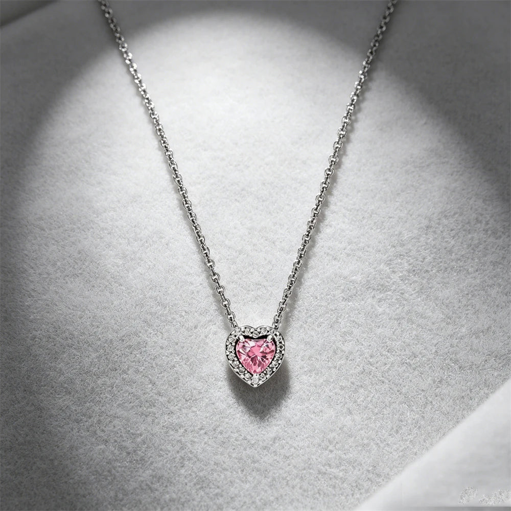 925 Sterling Silver Colorful Heart Necklace 2026