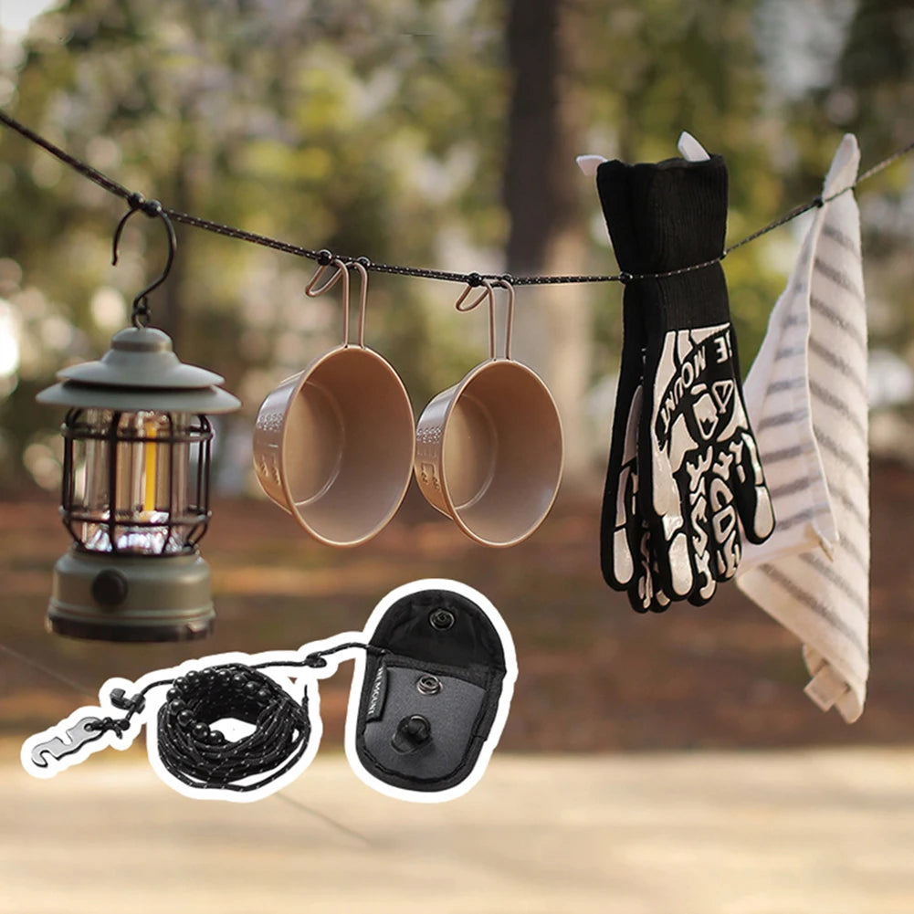 3M Stretchable Camping Clothesline | Portable Travel Drying Rope with 12 Clips