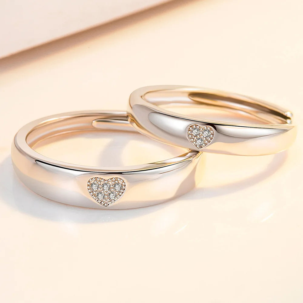 2Pcs 925 Sterling Silver Couples Ring Sets Light Polishing Simple Ring for Woman Man Classic Wedding Fine Jewelry Circle