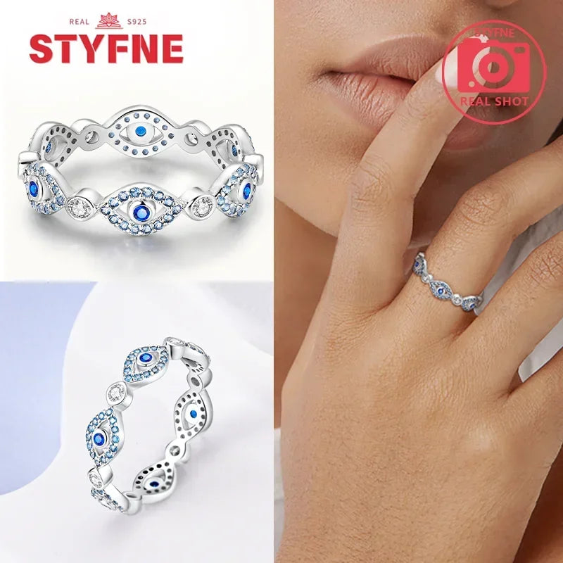 925 Sterling Silver Blue Evil Eyes Ring Original Design Zircon Finger Lucky Sign Rings for Women High Quality Fine Jewelry Gift