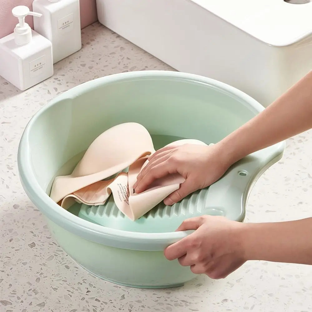 2IN1 Washboard Basin Plastic Non-Slip Underwear Cleaning Basin Convenient Lightweight Laundry Tub For Hand Washing Clothes