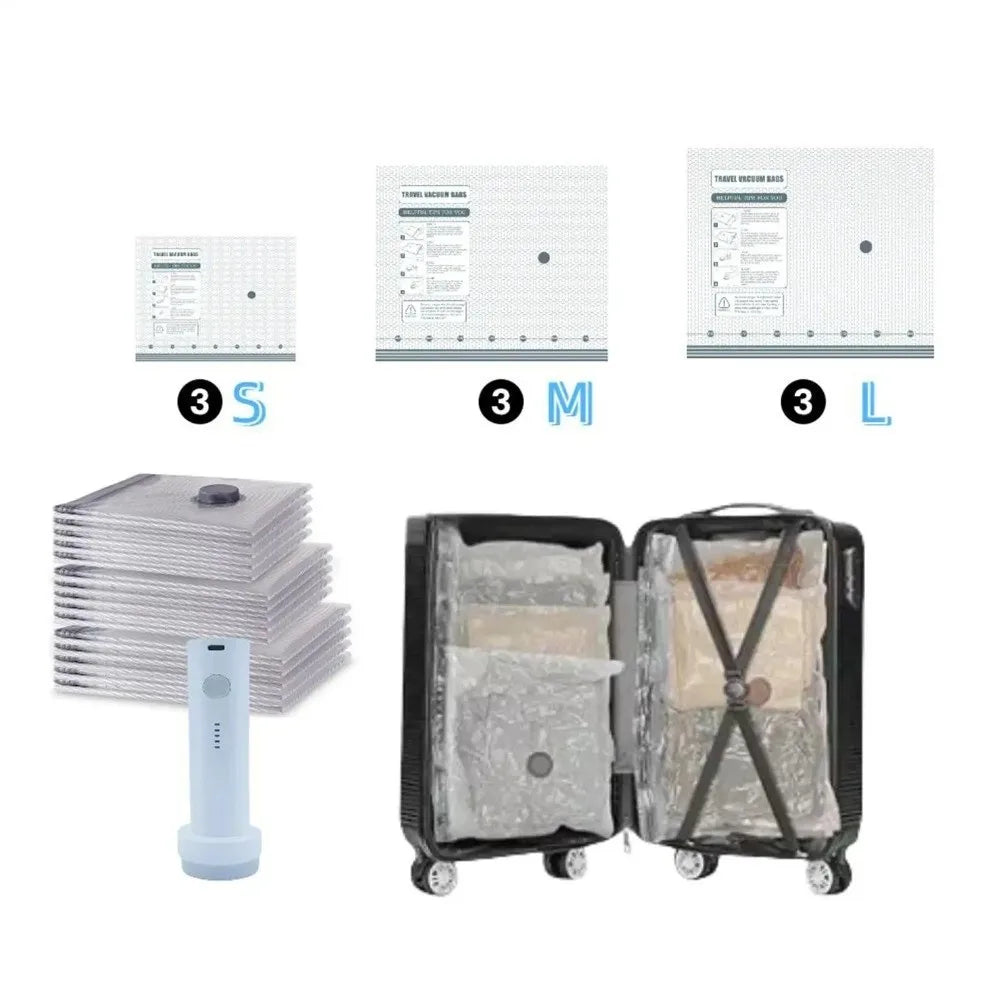 Portable Vacuum Compression Storage Bag Large Capacity Moistureproof Travel Organizer for Clothes
