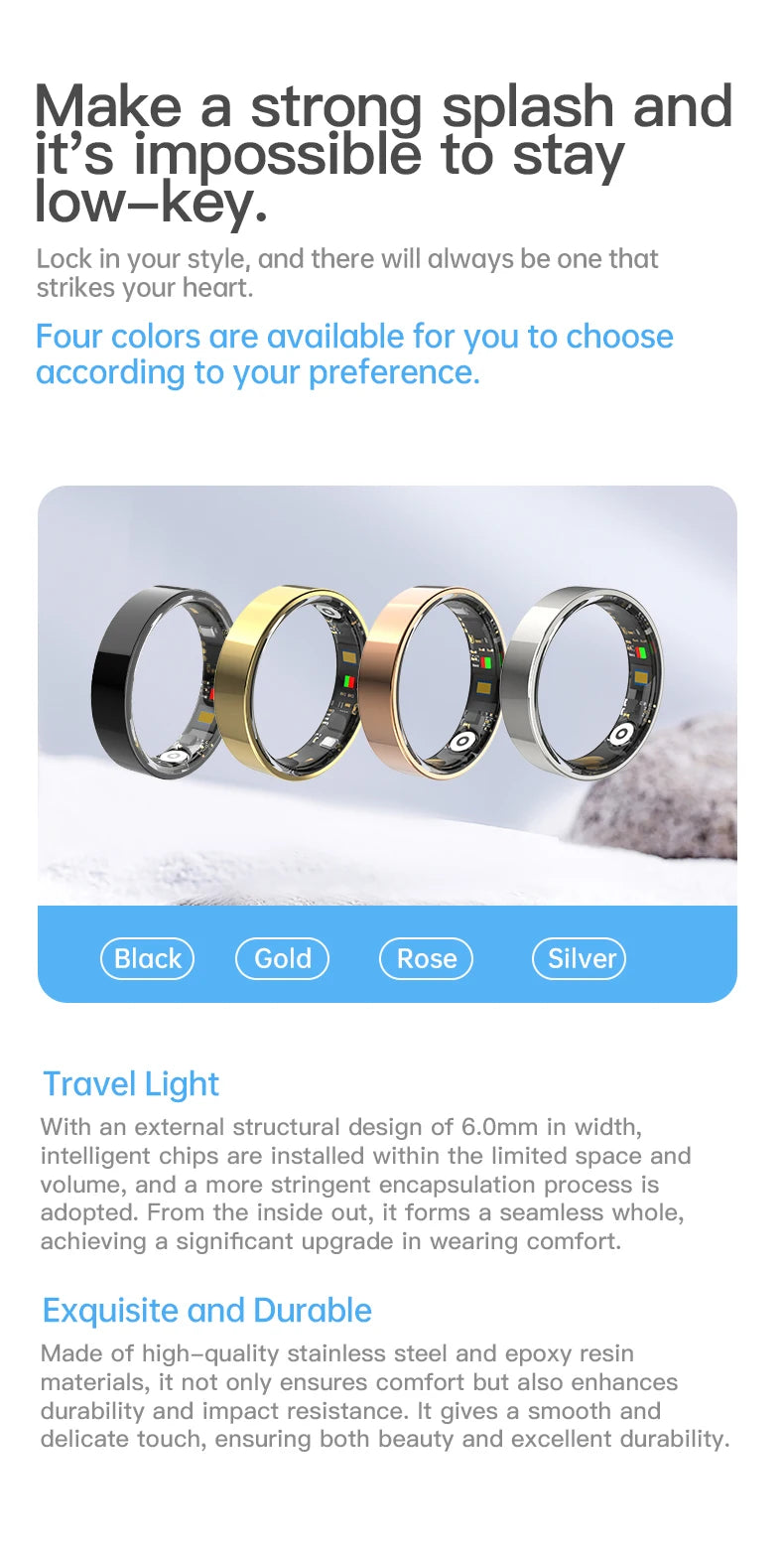 SIMSONLAB 2025 Smart Ring Bluetooth Call Heart Rate Blood Pressure Monitor 5ATM Waterproof Health Ring Men Women For Xiaomi Gift