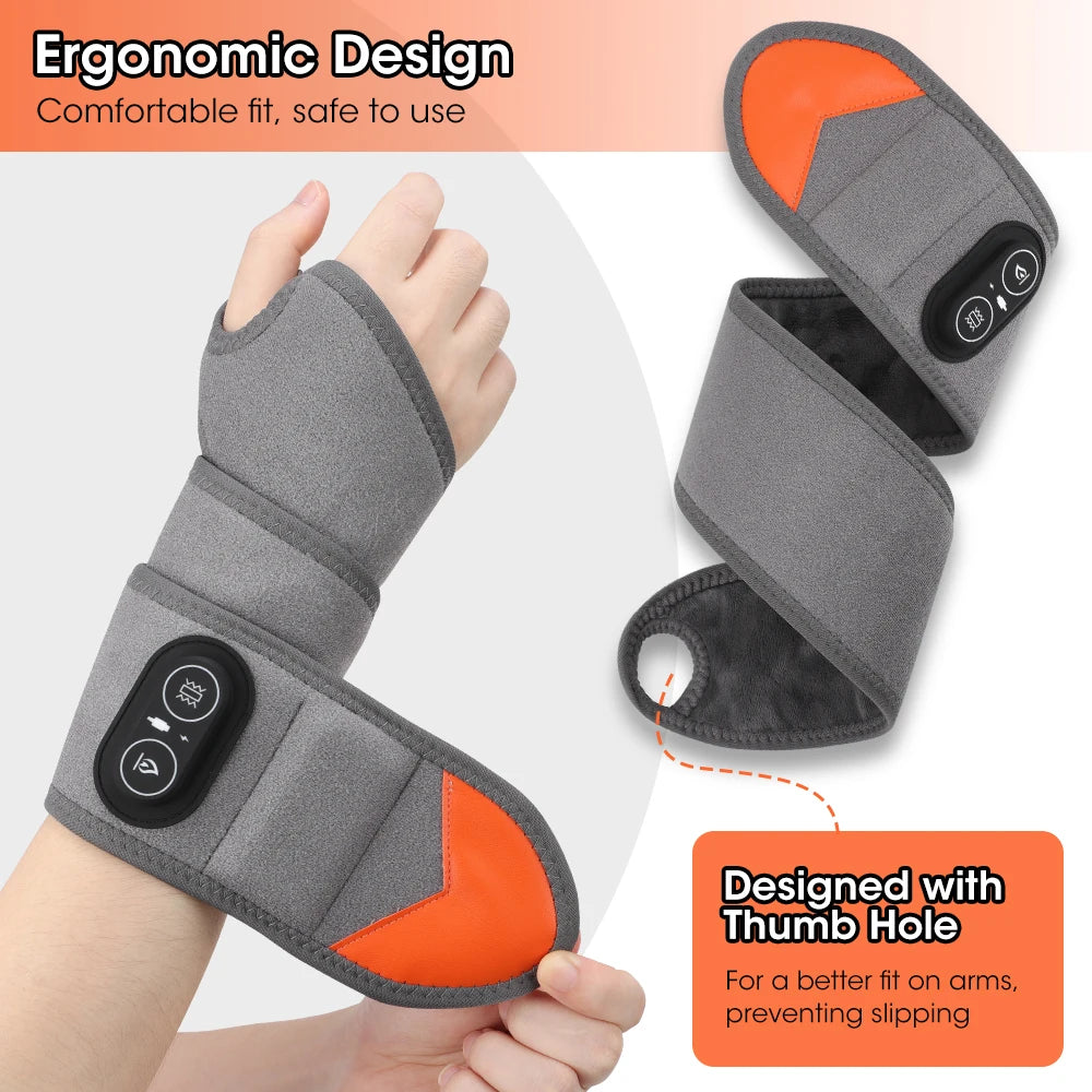 Red Light Therapy Wrist Massager Electric Infrared Heating Pad Vibration Wrap
