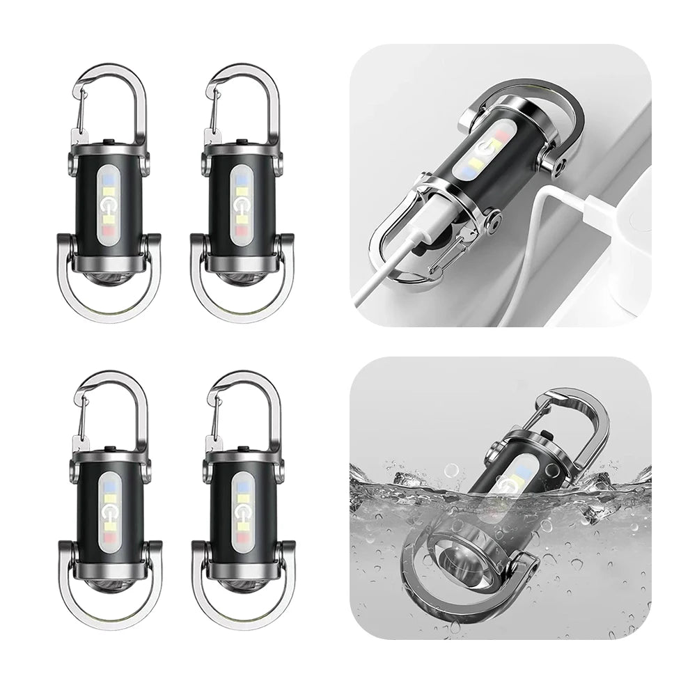 Rechargeable COB LED Keychain Flashlight – Multifunctional Portable Pocket Torch for Camping & Hiking