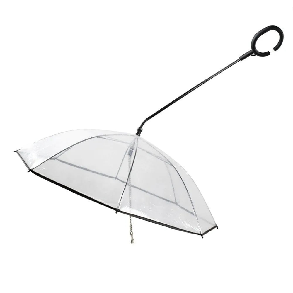 Clear Dog Umbrella with Leash – Adjustable Rainproof Pet Poncho for Rain & Snow