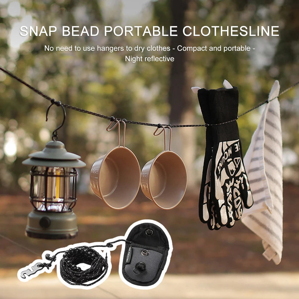 3M Stretchable Camping Clothesline | Portable Travel Drying Rope with 12 Clips