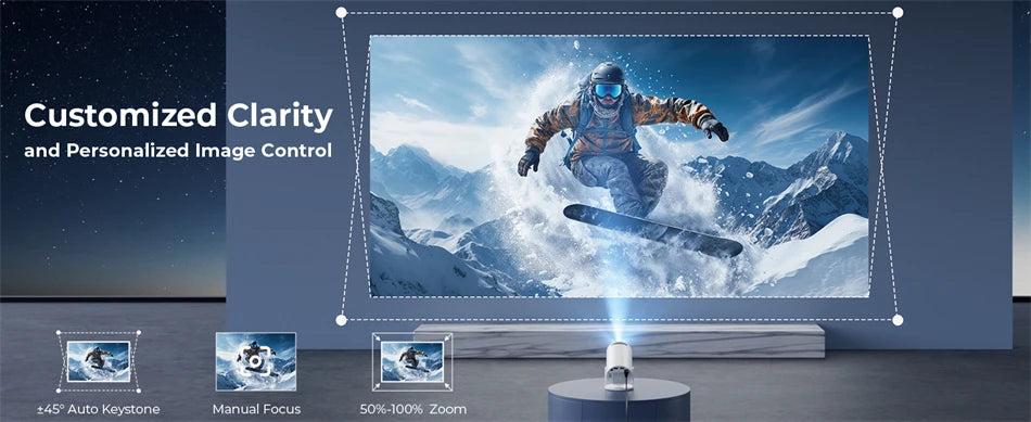 HY300 4K Mini Projector – Android 11 WiFi6 Portable Cinema