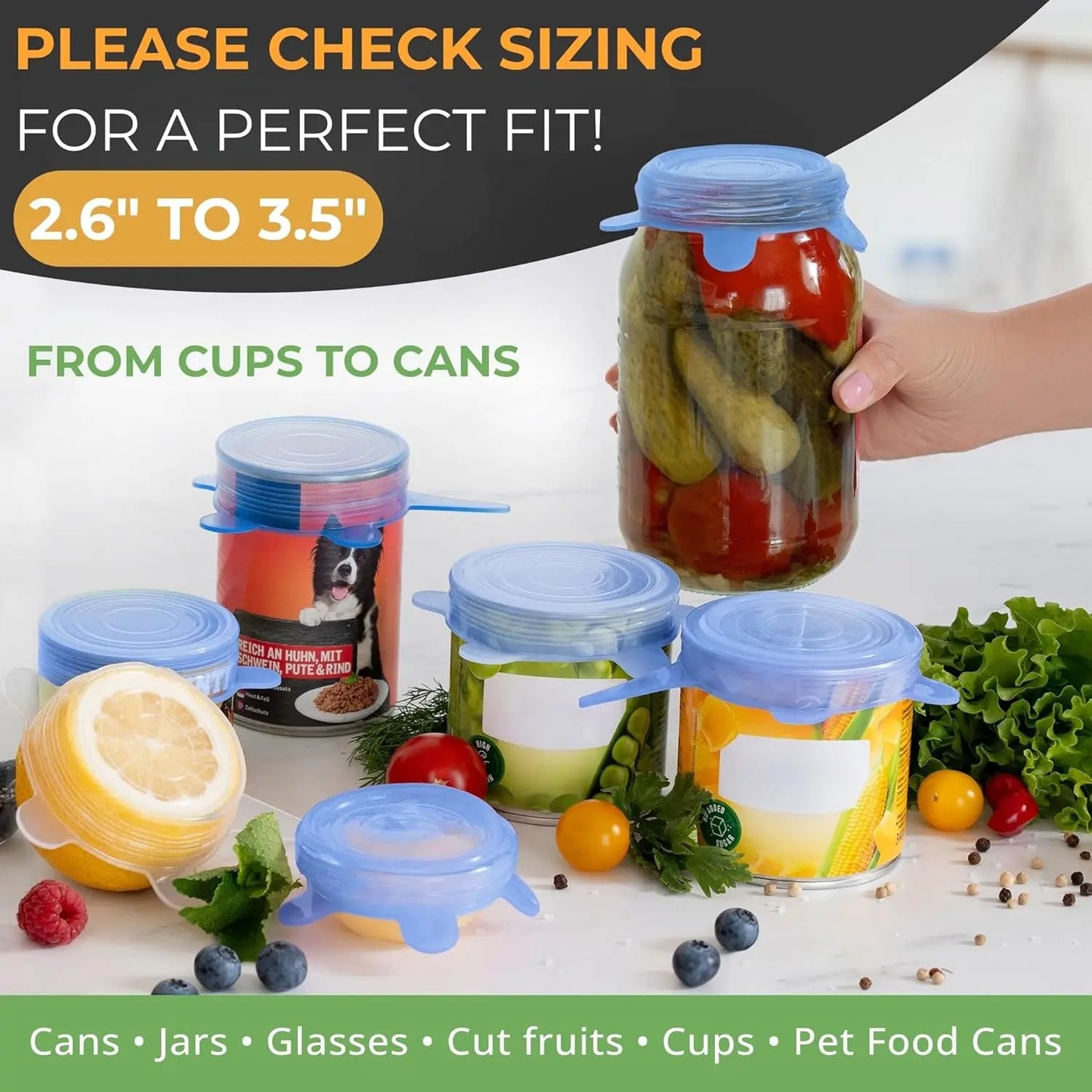 6-Pack Small Silicone Stretch Lids | Reusable & Leakproof Food Covers (2.6"–3.5")