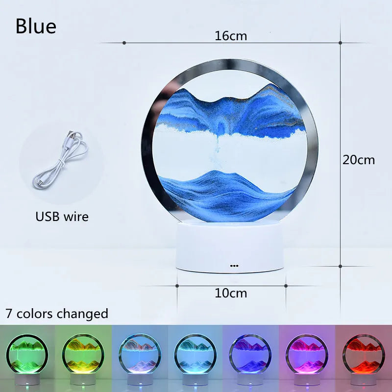 3D Quicksand Table Lamp – Hourglass Sand Art Mood Light