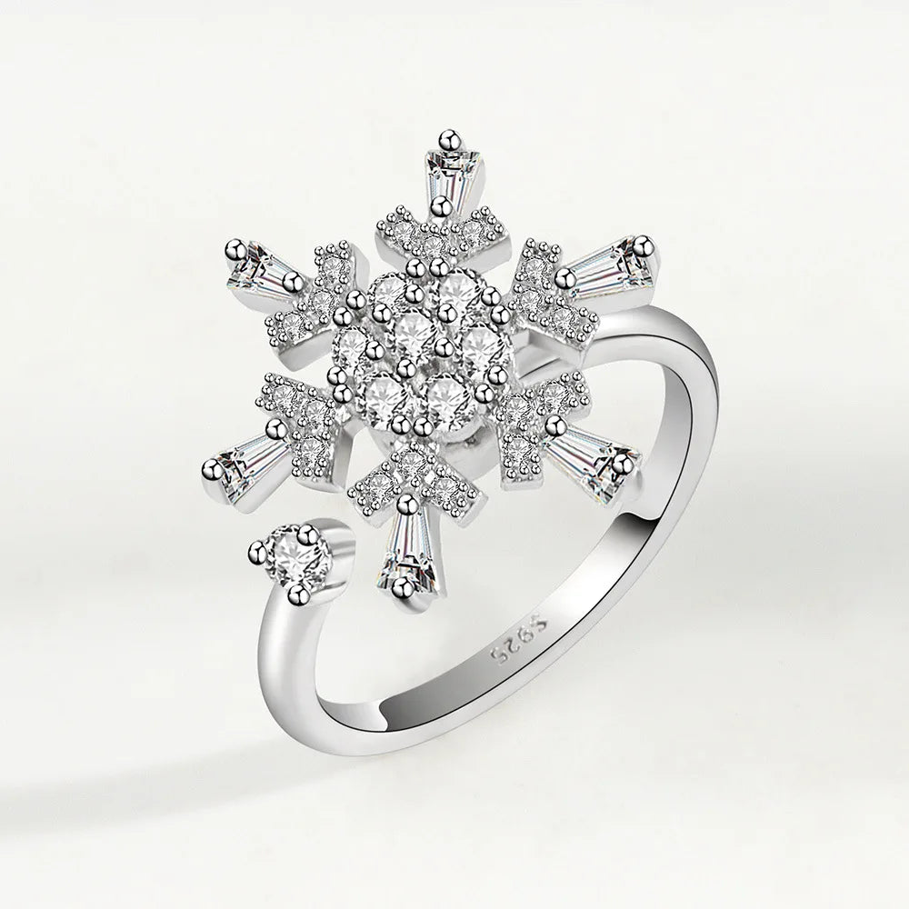 925 Sterling Silver Rotatable Sunflower Ring