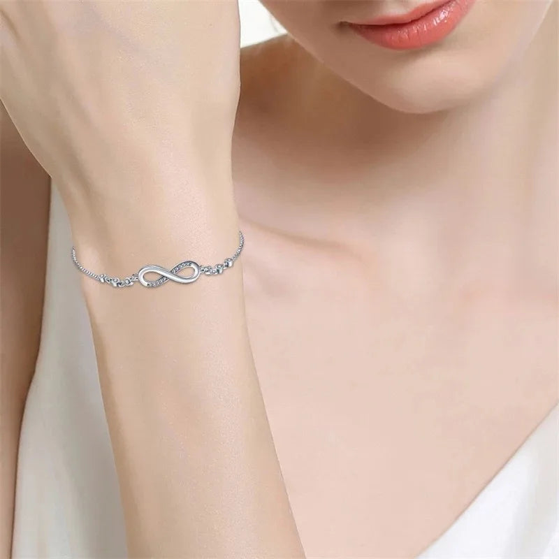 925 Sterling Silver Crystal Adjustable Knot Bracelet