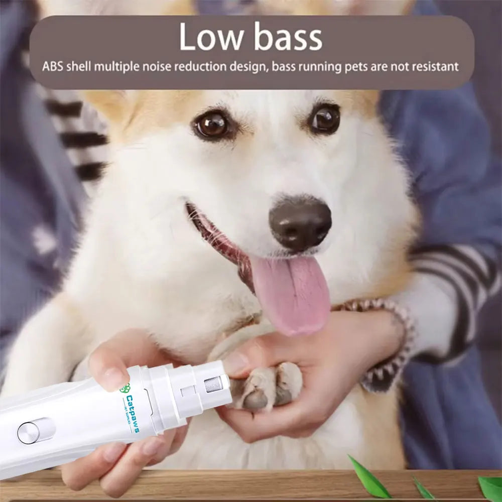 Electric Pet Nail Grinder & Trimmer – USB Rechargeable Quiet 2-Speed Dog & Cat Nail Care Tool