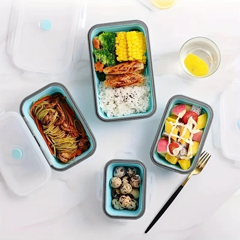 Collapsible Silicone Food Storage Containers – Foldable Lunch Box Set