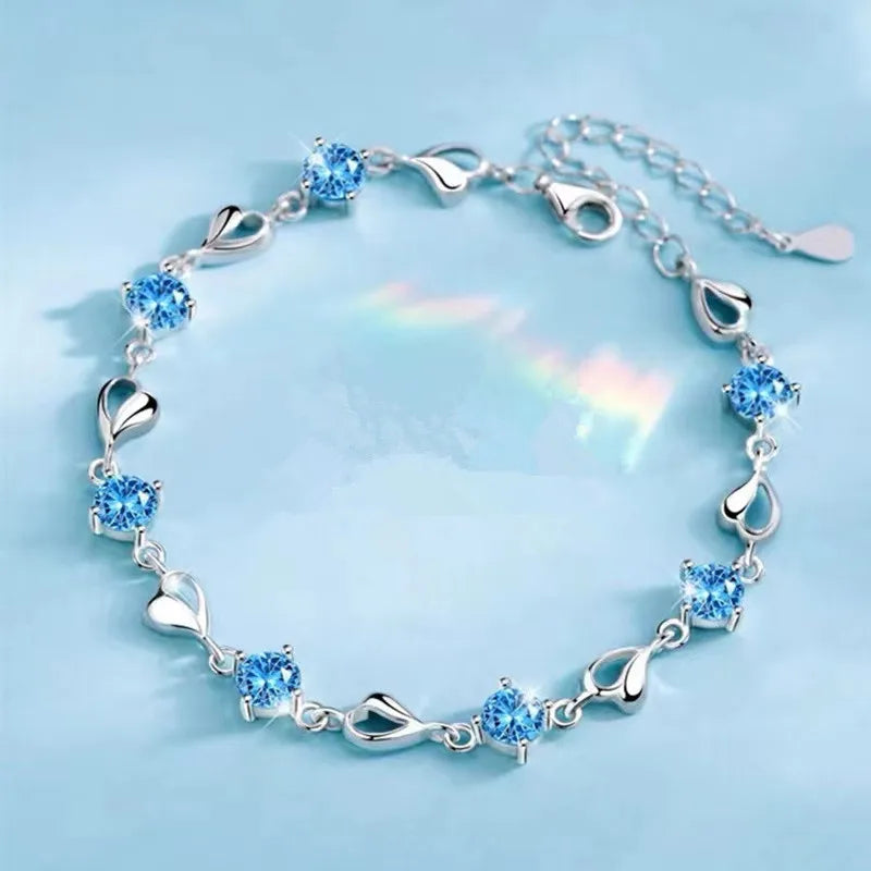 925 Sterling Silver Crystal Adjustable Knot Bracelet