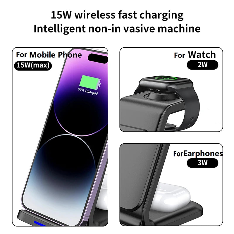 3-in-1 Universal Wireless Charging Station | 30W Fast Charger for iPhone & More