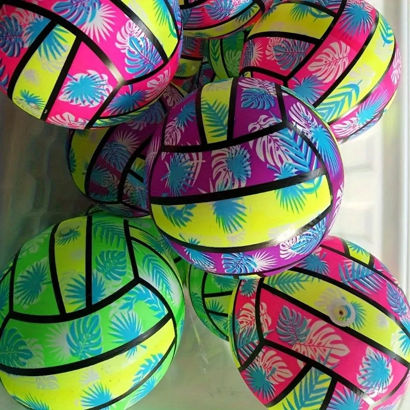 4-Pack Inflatable Tropical Leaf Beach Volleyballs | Summer Pool Toys