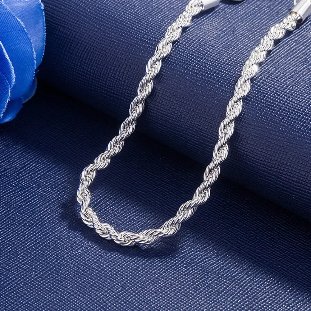 925 Sterling Silver Flat Chain Bracelet 4mm