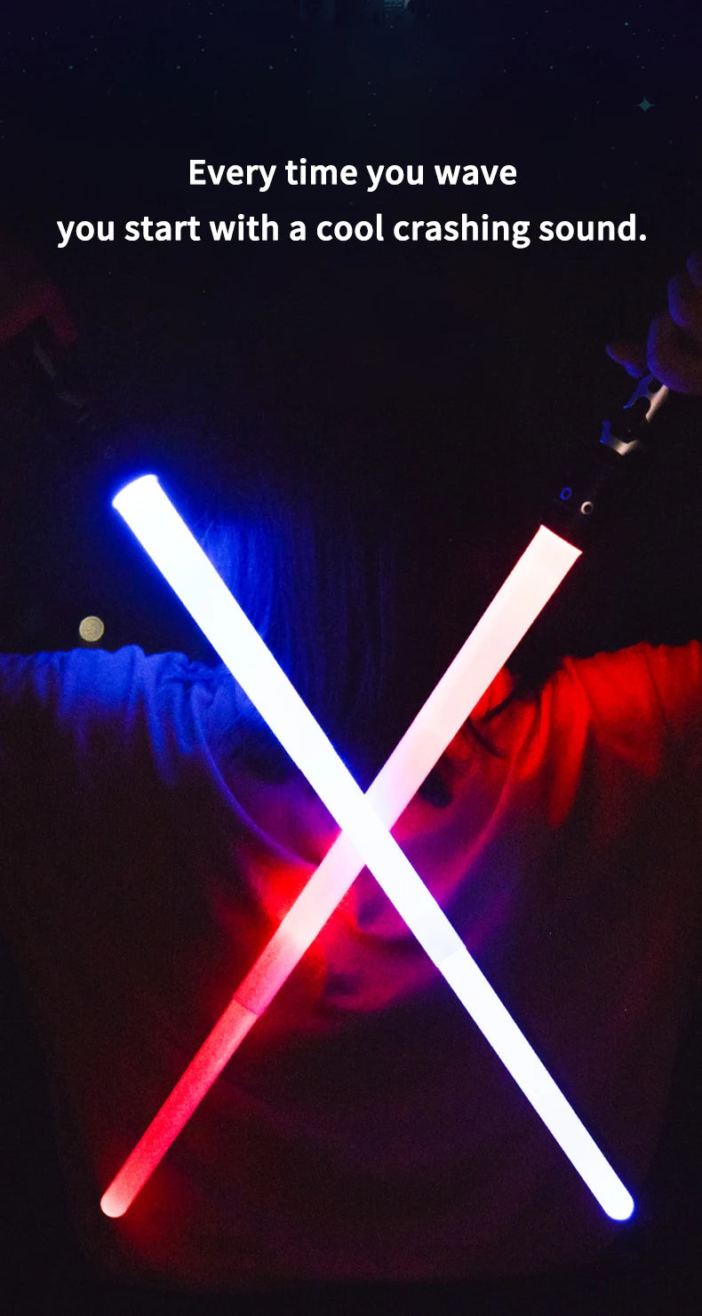 Colorful Glowing Laser Sword Toy - Telescopic Red & Blue Double Lightsaber