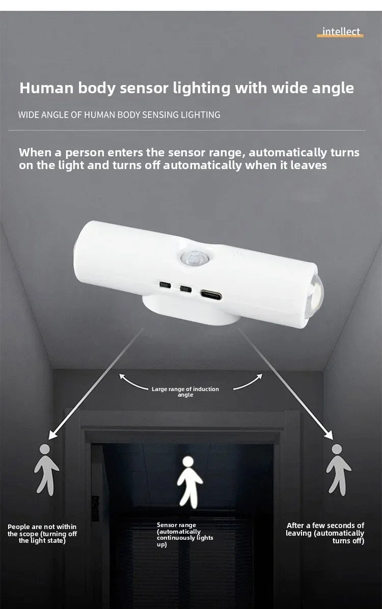 Smart RGB Motion Sensor Wall Light – Rechargeable Magnetic Night Lamp