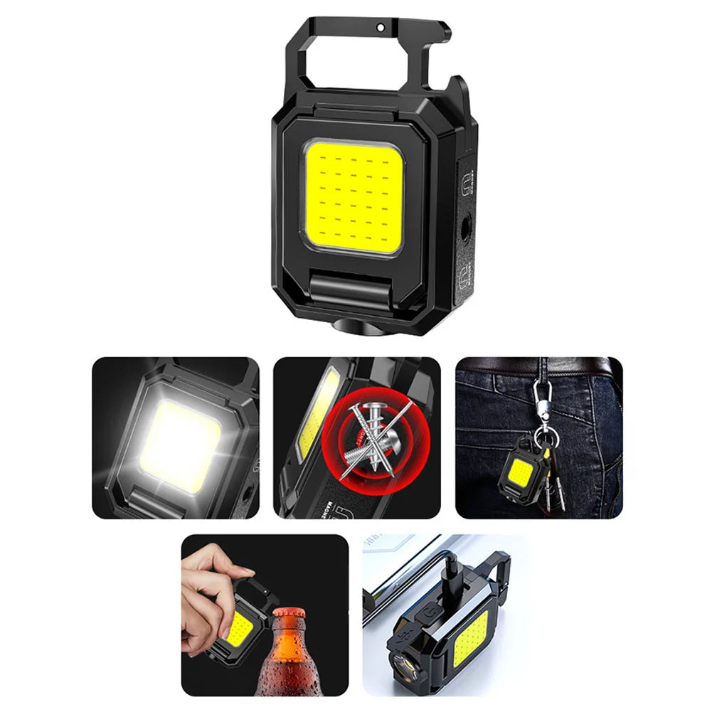 Mini Pocket Flashlight 1000LM COB LED Type-C Rechargeable Waterproof Work Light