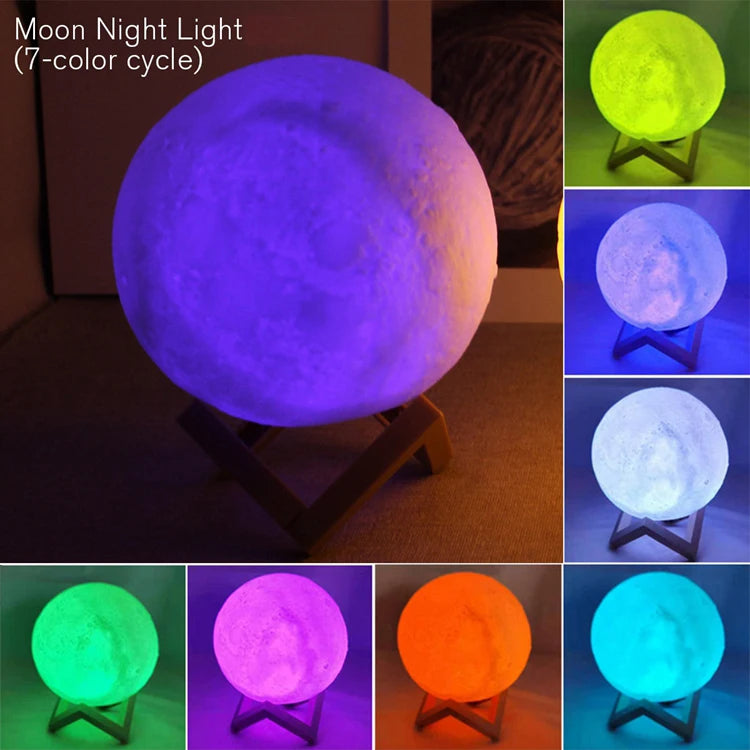 3D LED Galaxy Moon Book Light | Enchanting Night Light & Bedroom Decoration