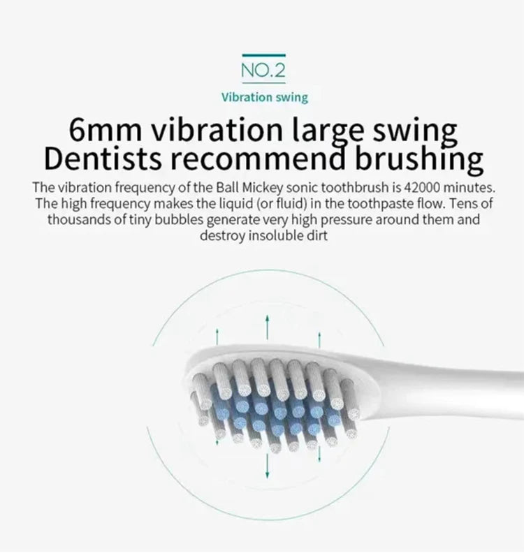 Electric Ultrasonic Toothbrush – 6 Speed USB Rechargeable Waterproof Tooth Cleaner (Couple Set)