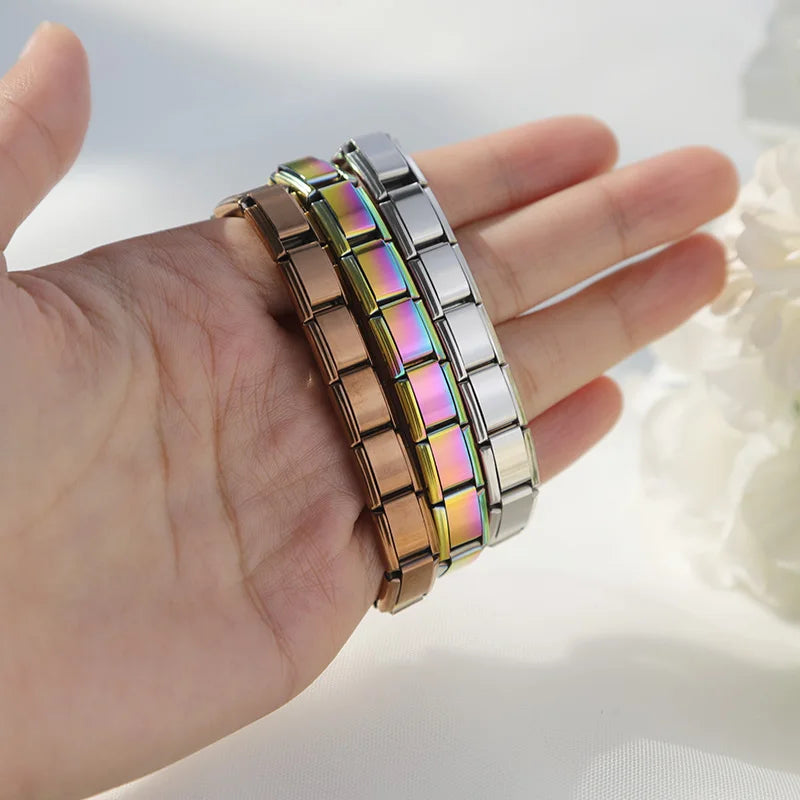 Italian Elastic Stainless Steel Charm Bracelet 9mm
