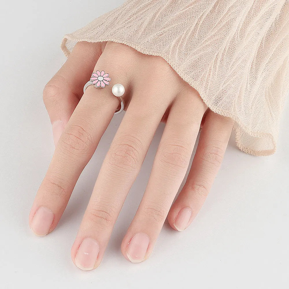 925 Sterling Silver Rotatable Sunflower Ring