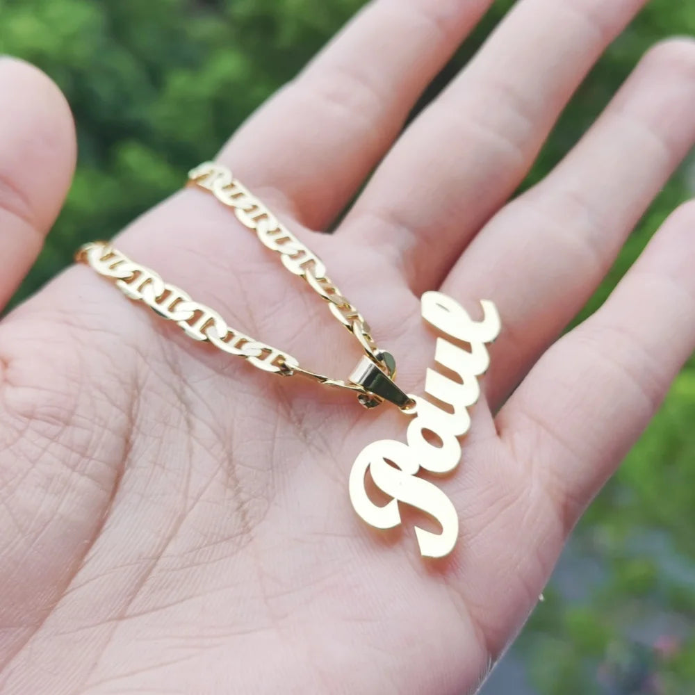 LeeChee Customized Name Letter Necklace | Stainless Steel Handmade Jewelry for Men
