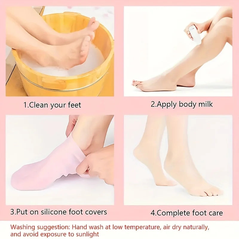 1 Pair Silicone Gel Moisturizing Socks Dry Cracked Feet Repair Heel Care Tool