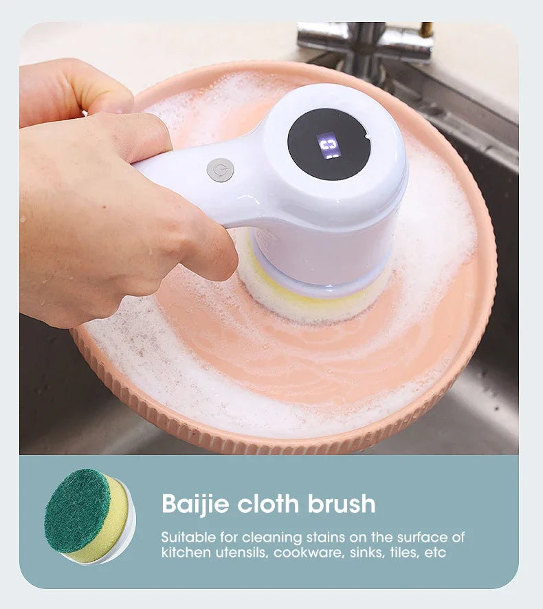 2025 Cordless Electric Spin Scrubber with 5 Brushes,IPX7 Waterproof Rechargeable Bathroom Cleaner for Tile/Shower/Grout Cleaning