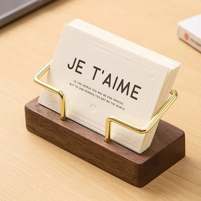 Wooden Business Card Holder Desk Organizer