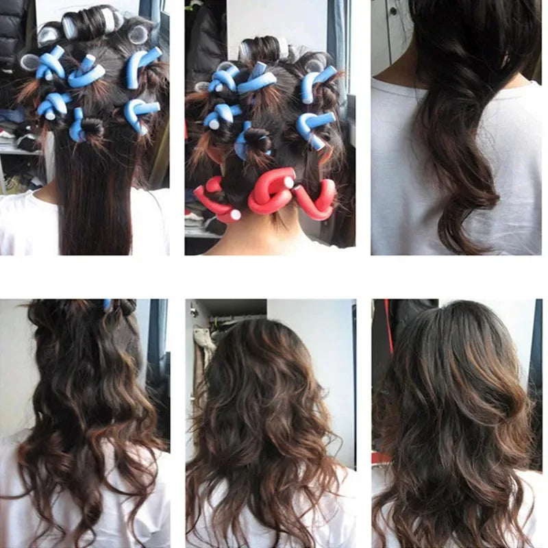 10pcs Flexible Hair Curling Rods Soft Foam Bendy Twist Flexi Rollers No Heat Styling
