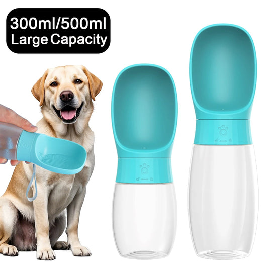 Portable Dog Water Bottle with Bowl – 300ml/500ml Pet Travel Water Dispenser for Dogs & Cats 🐶🐱