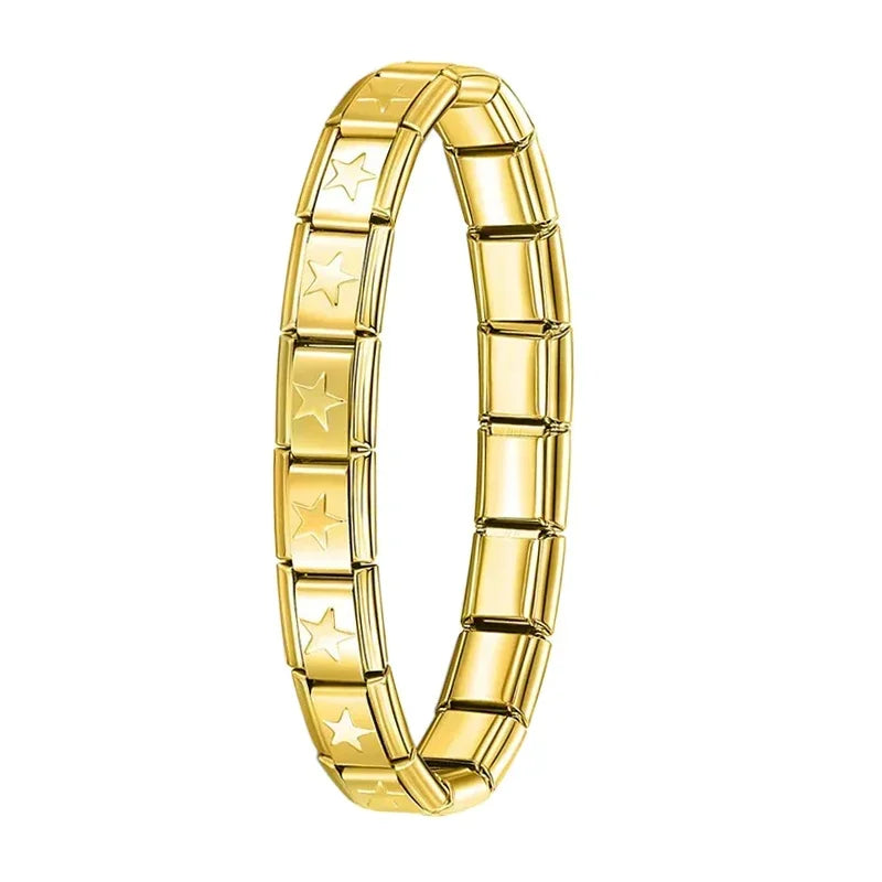 Italian Elastic Stainless Steel Charm Bracelet 9mm