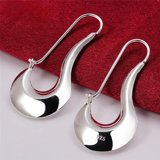 925 Sterling Silver Drop Hoop Earrings for Women