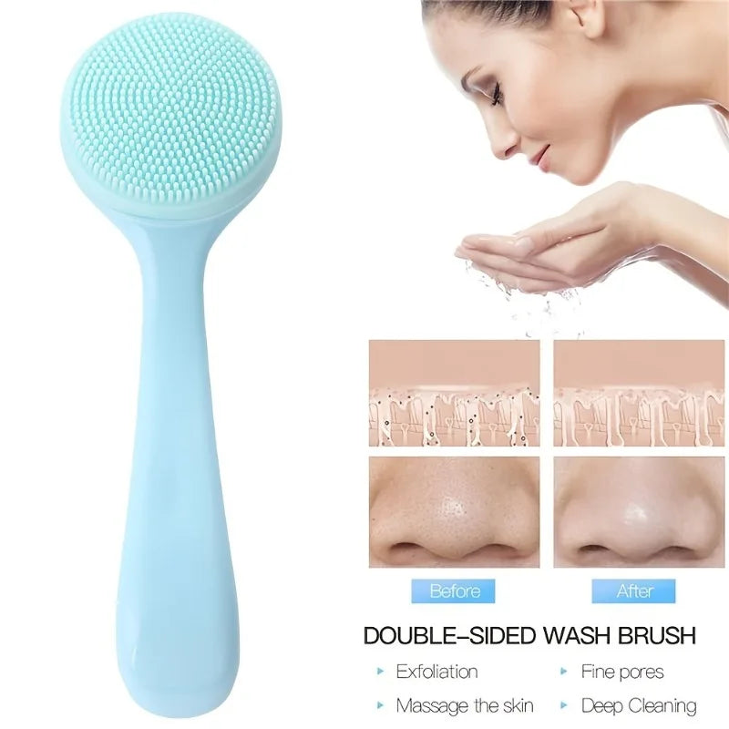 Silicone Facial Cleansing Brush – Handheld Face Scrubber for Exfoliation & Skin Massage