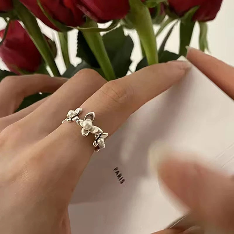 925 Sterling Silver Pearl Smile Adjustable Ring