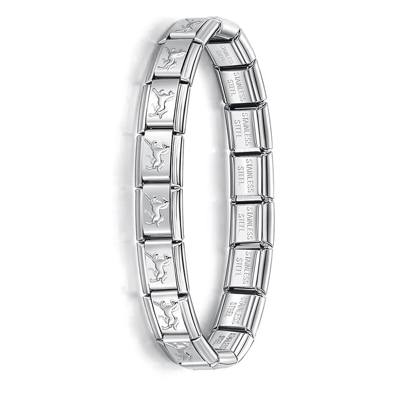 Italian Elastic Stainless Steel Charm Bracelet 9mm