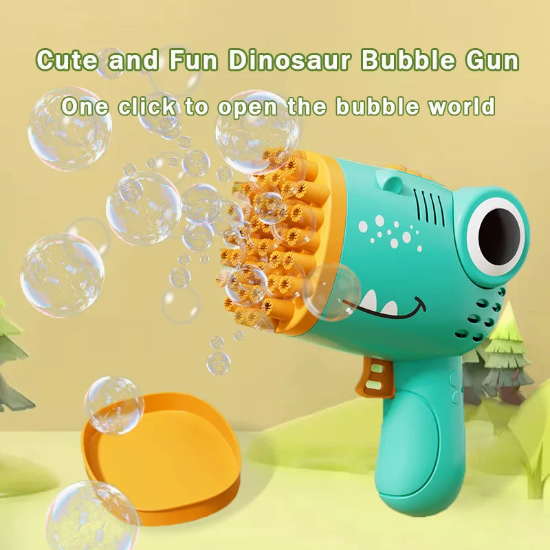 40-Hole Dinosaur Electric Bubble Gun - Handheld Machine for Kids & Parties
